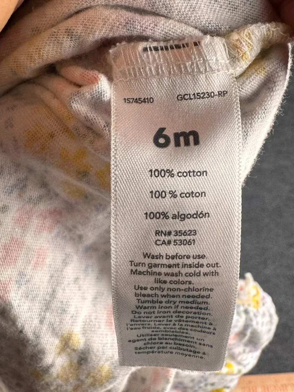 Carter's Baby Girls 6M Floral Ruffled Short Sleeve Dress 100% Cotton